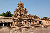 The great Chola temples of Tamil Nadu - The Brihadishwara Temple of Thanjavur. Subrahmanya Shrine in the northwest corner of the temple courtyard.